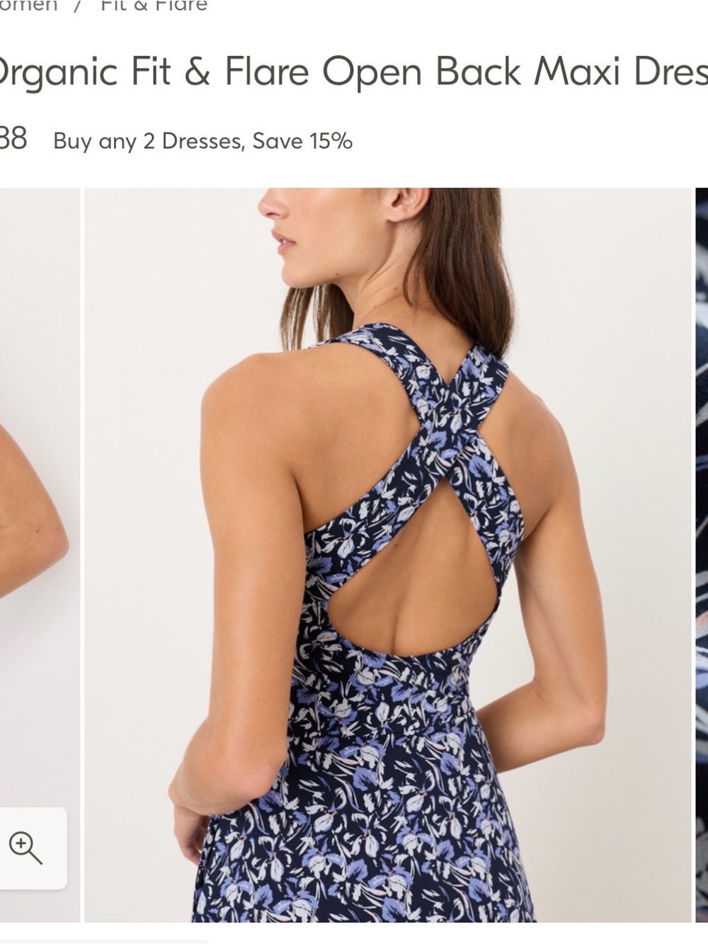 Pact Organics Navy and White Floral Fit and Flare - Picture 4 of 4